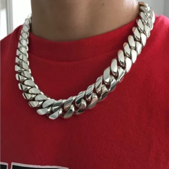 🔥Cz Diamond Miami Cubian Chain Stamp 14k Gold  Plated 5X Layered 14mm Thick 24” - Picture 3 of 8